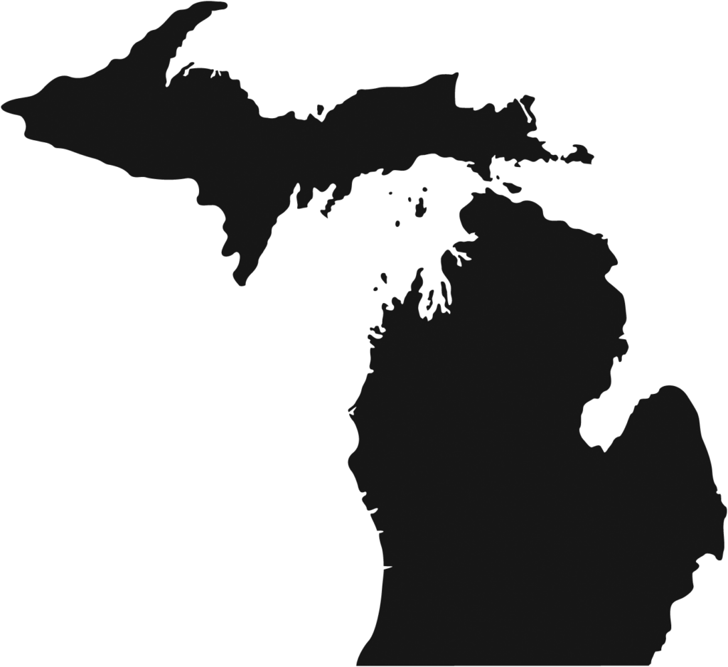 Vector silhouette map of State of Michigan. Simple map of American state.